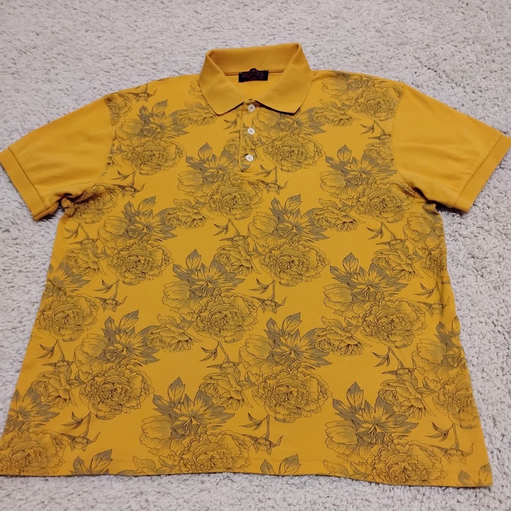 Etro Polo Shirt Mens XL Yellow Short Sleeve Designer Floral Preppy Made in Italy